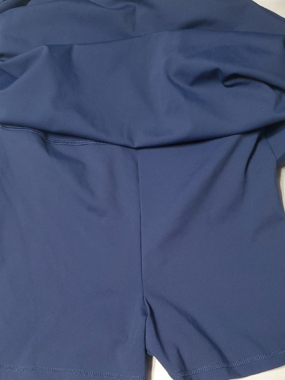 J.Crew Scalloped Hem Mini Dress W/Shorts Size Large Navy Coastal Nautical - Picture 9 of 15